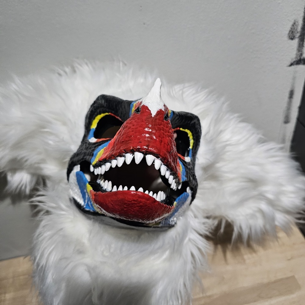 White Yellow Pink Red Blue Dino Mask Fursuit Head Cosplay Rainbow
